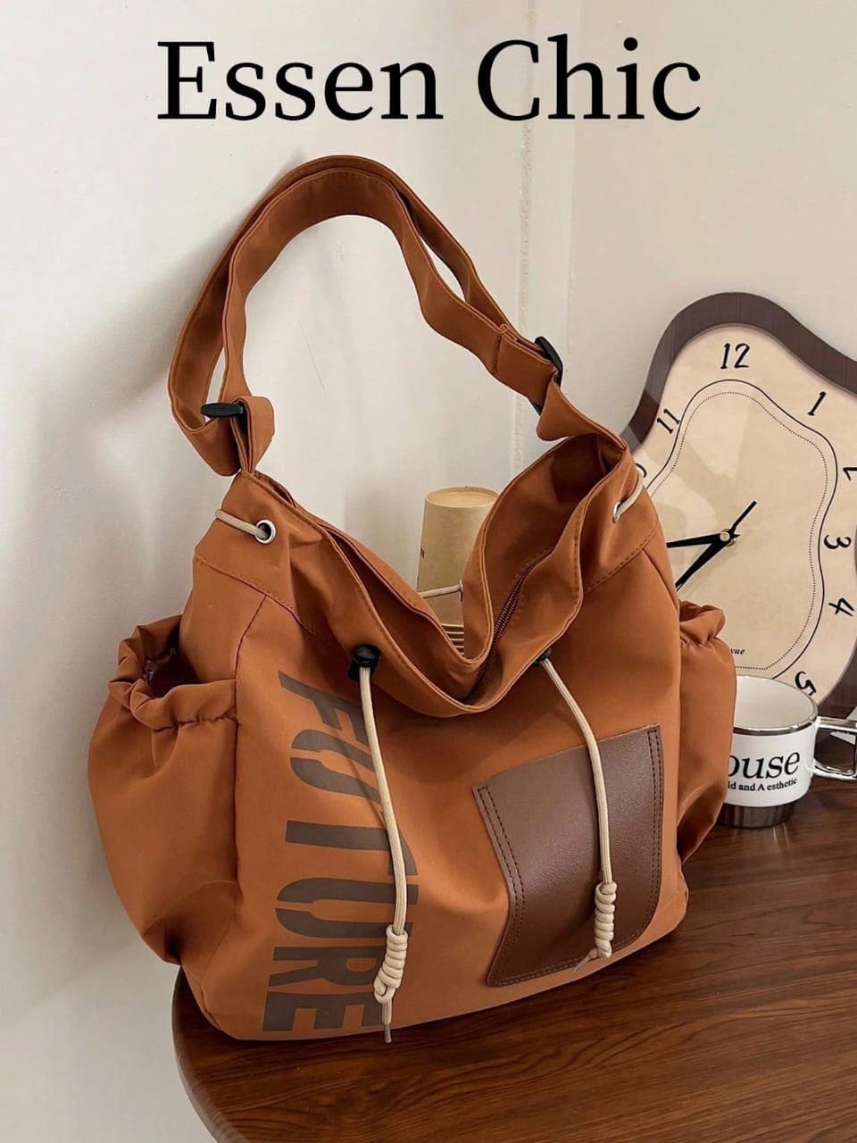L102SN Women's 5-Pointed Star Nylon Large Capacity Tote Bag