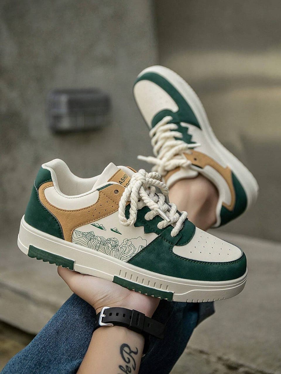 Men's Landscape Print Sports Sneakers