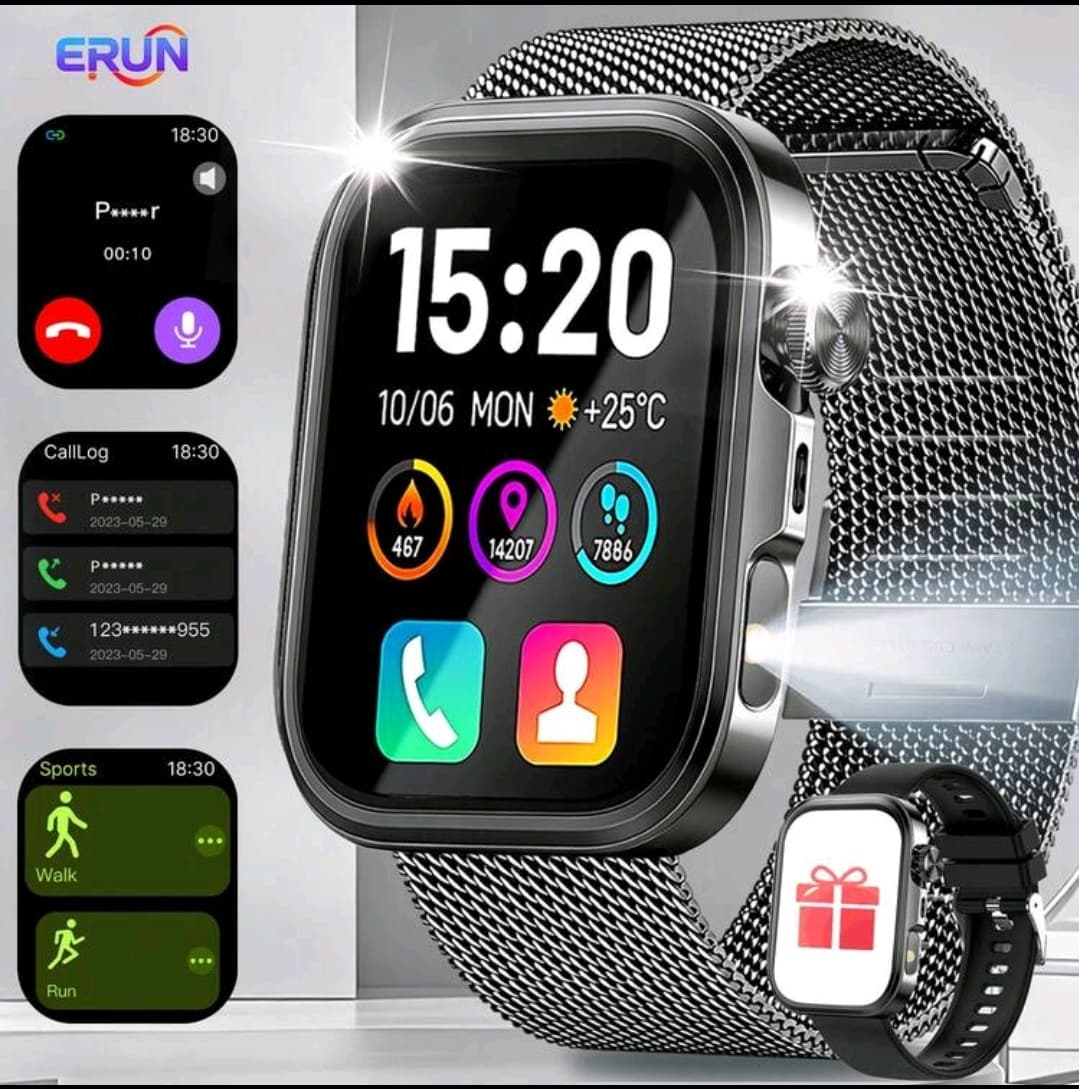 Euren Smart Watch β Touch Control Bluetooth Calling Fitness Bracelet with Health & Reminder Features