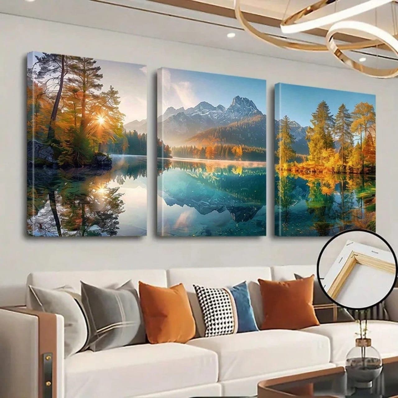 3pcs Mountain Lake Wall Art Posters, Modern Style Wall Art,50 BY 70CM UNFRAMED E029SN