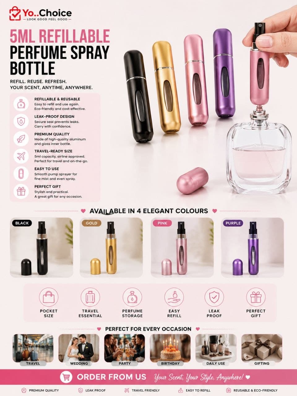 5ML Portable Refillable Perfume Spray Bottle E012SN