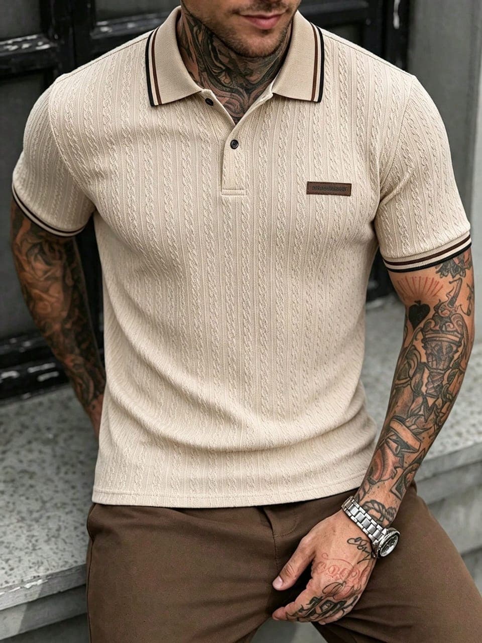 L116SN Manfinity CasualCool Men's Colorblock Casual Polo Shirt