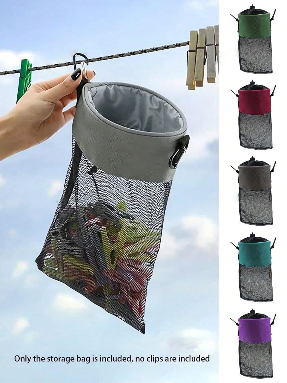 Drawstring Closure Mesh Drying Clip Storage Bag, E008SN