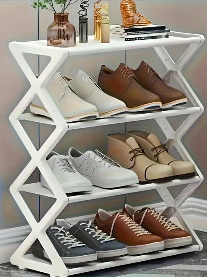 4-Layer X-Shaped Shoe Rack L030SN