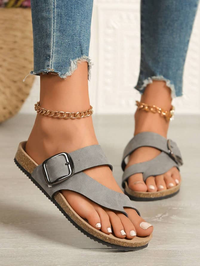 L090SN Women's Flat Slide Sandals with Soft Cork Sole
