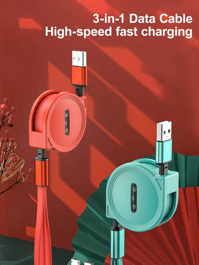 L063SN 3-in-1 1M Retractable Fast Charging Cable