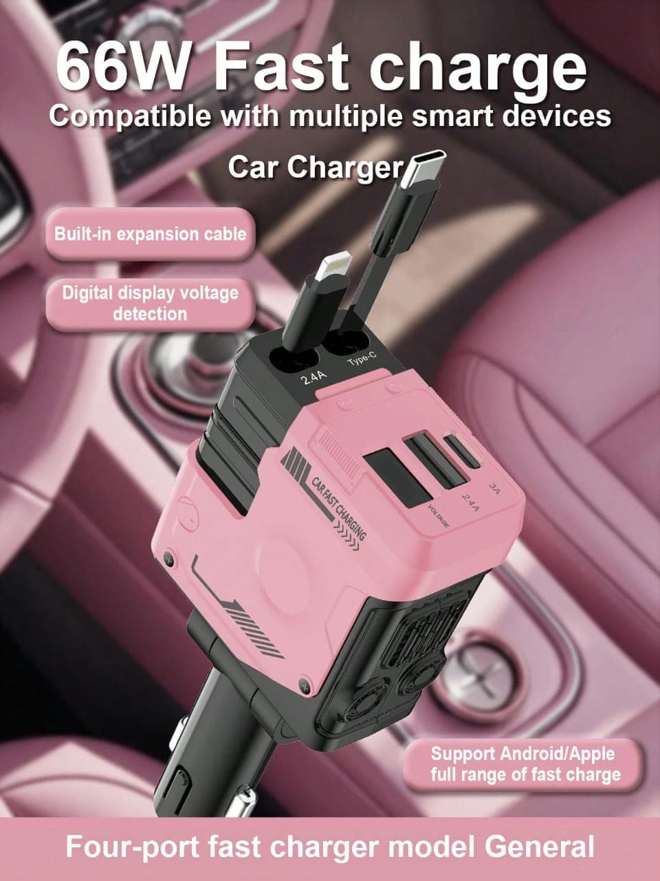L070SN W&O 4-in-1 Retractable Car Charger