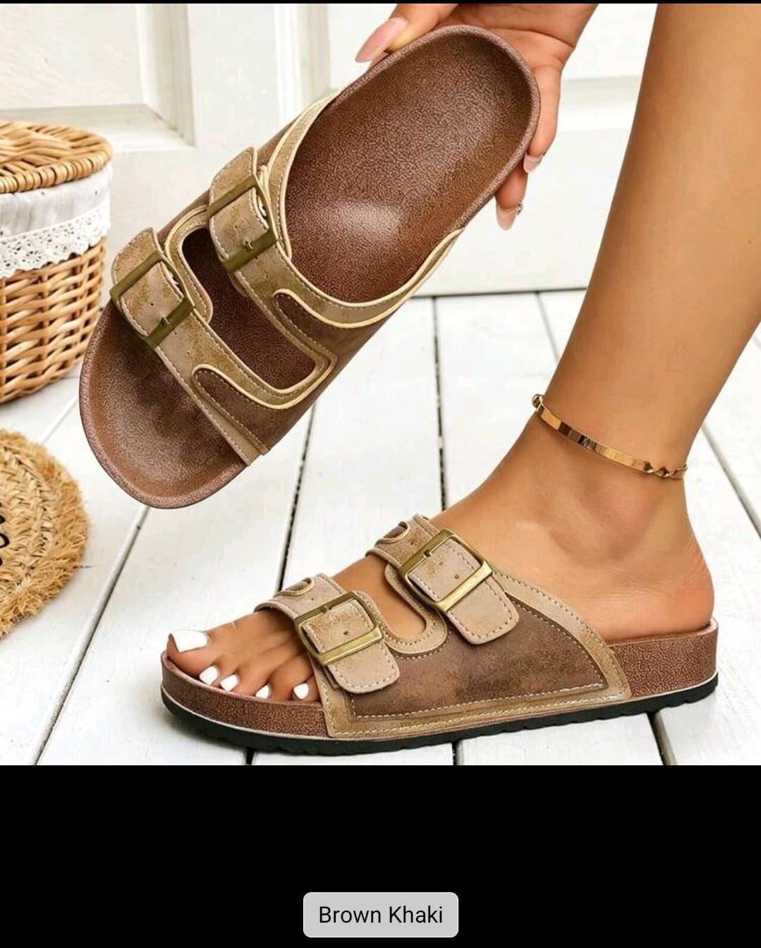 Adjustable Strap Slip-On Flat Slippers
