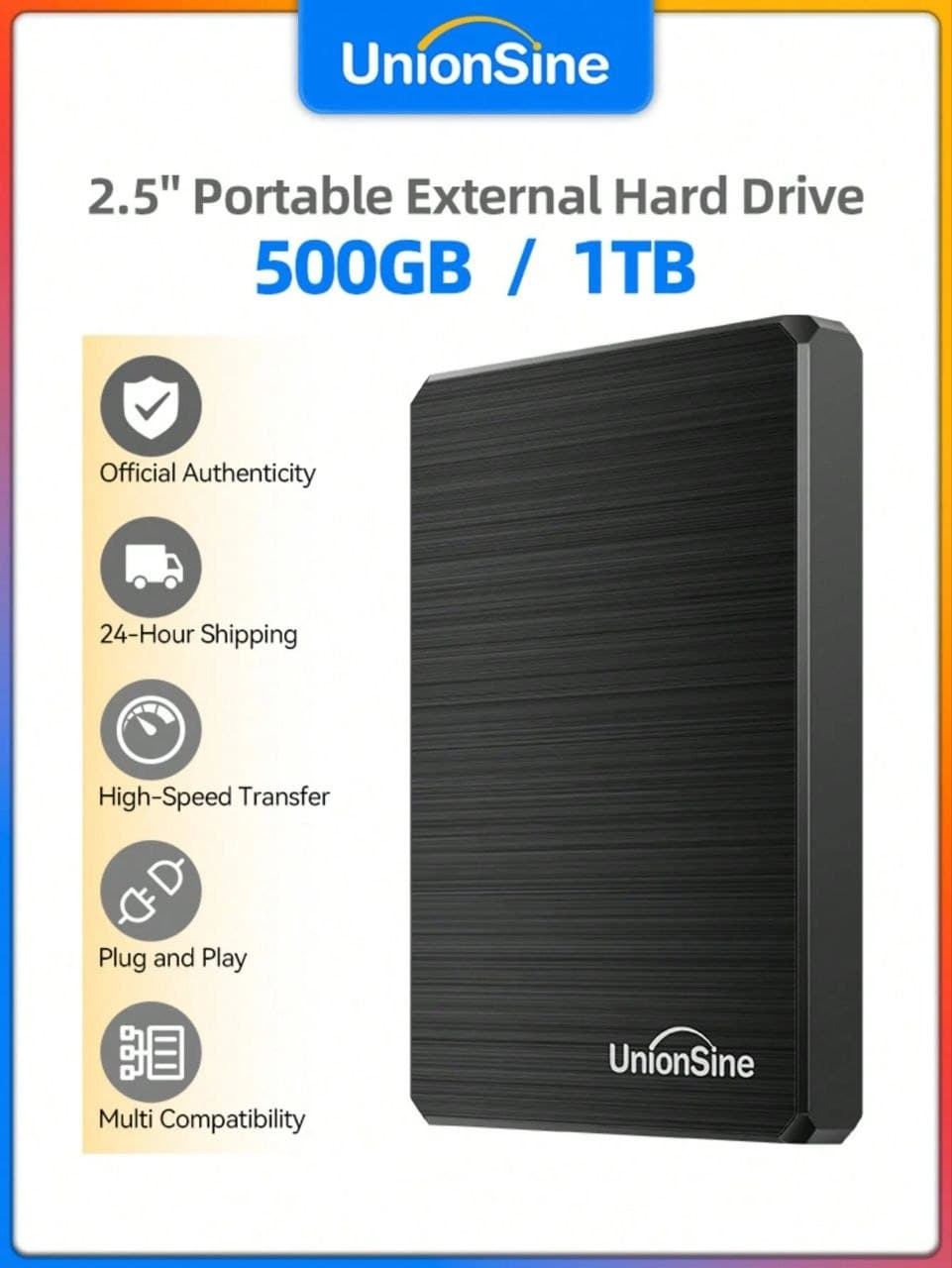 UnionSine 2.5" Portable External Hard Drive 500GB C011SN