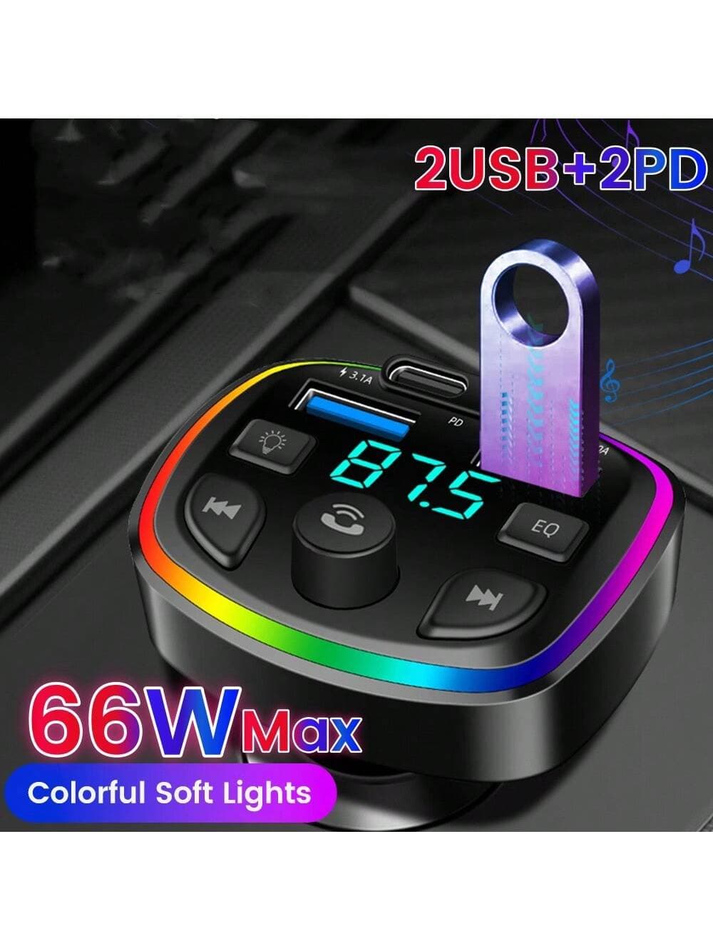 Olaf Bluetooth 5.0 Car FM Transmitter Hands-Free Car Kit Audio MP3 Modulator 3.1A Player Audio Receiver 2 USB Fast Charger Car Accessories, Car Charger
