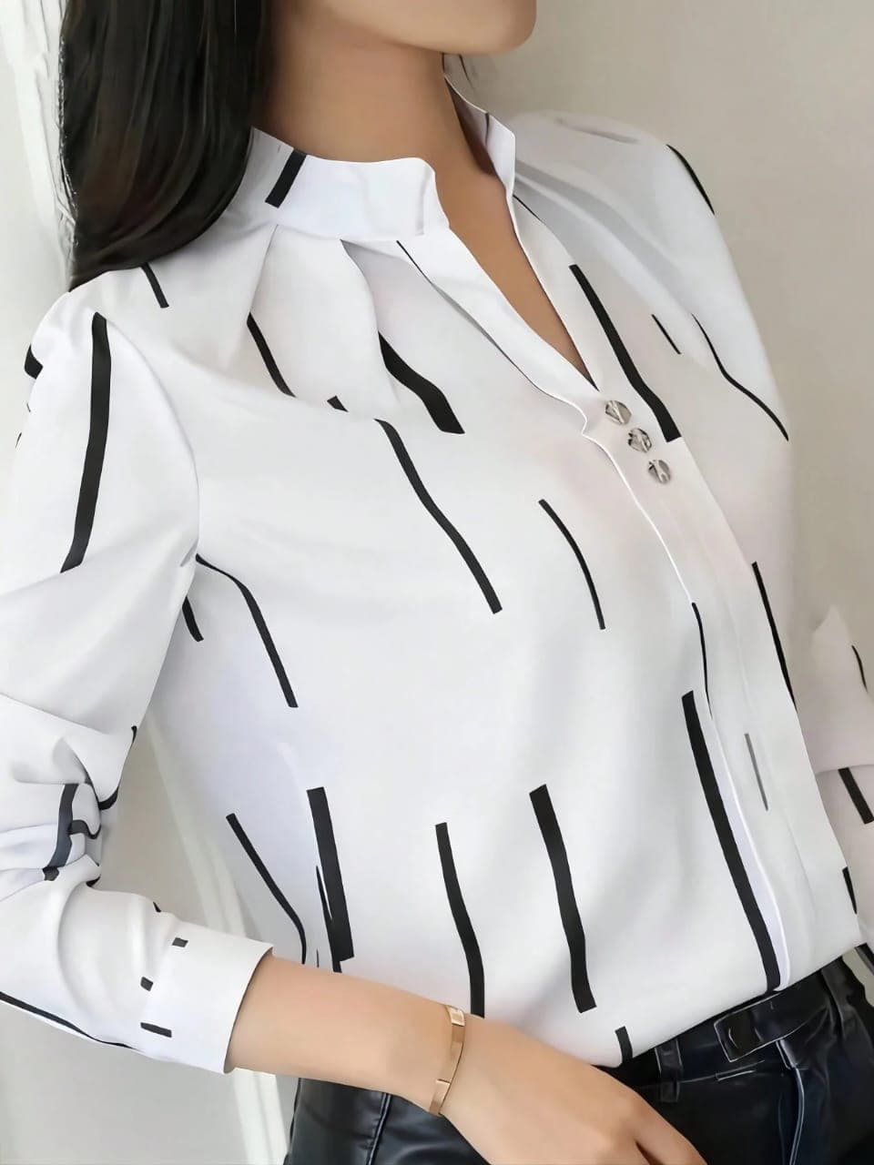 L126SN Women's Red & Navy Striped Long Sleeve Top
