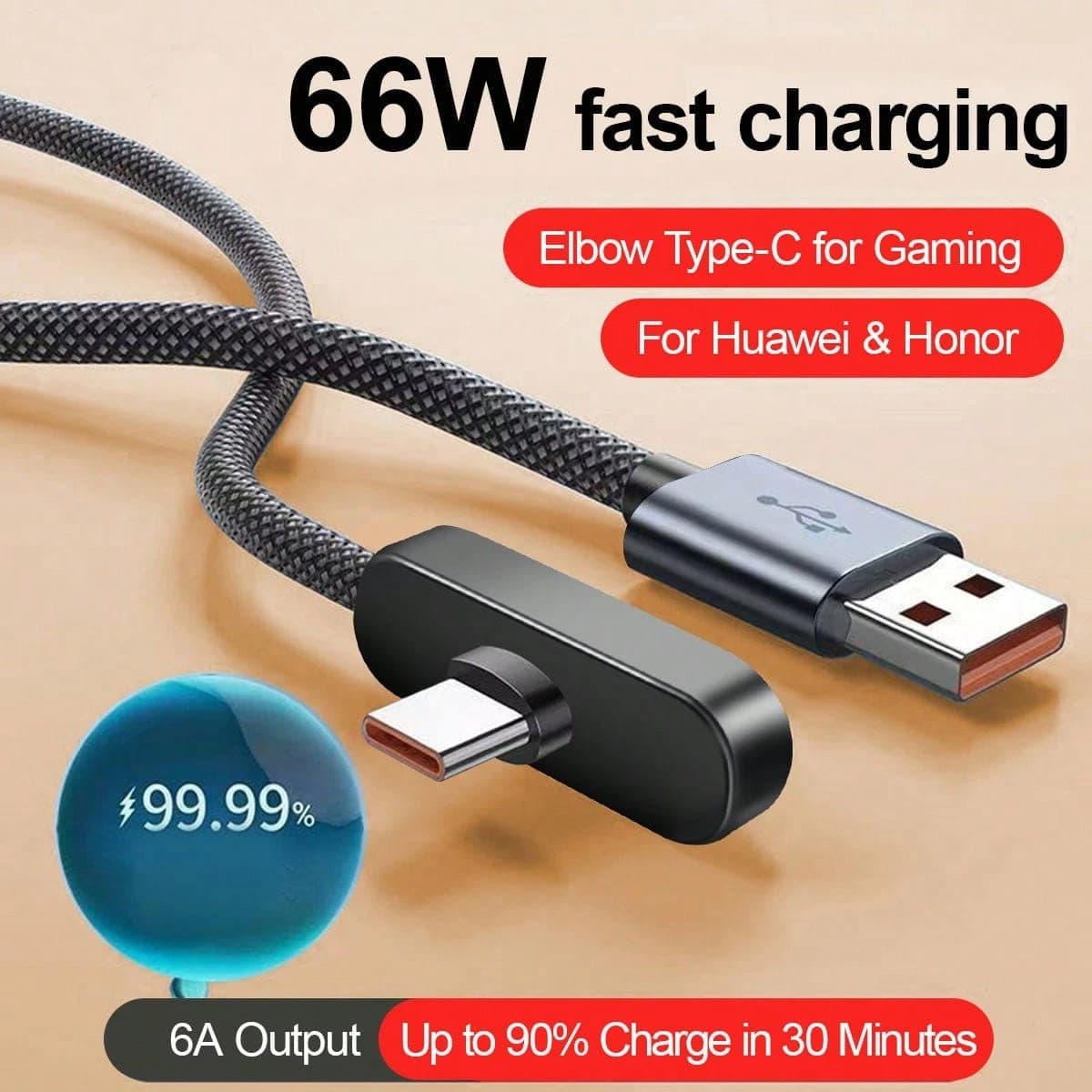 L068SN 66W USB-A to Type-C Fast Charging Cable – 1M