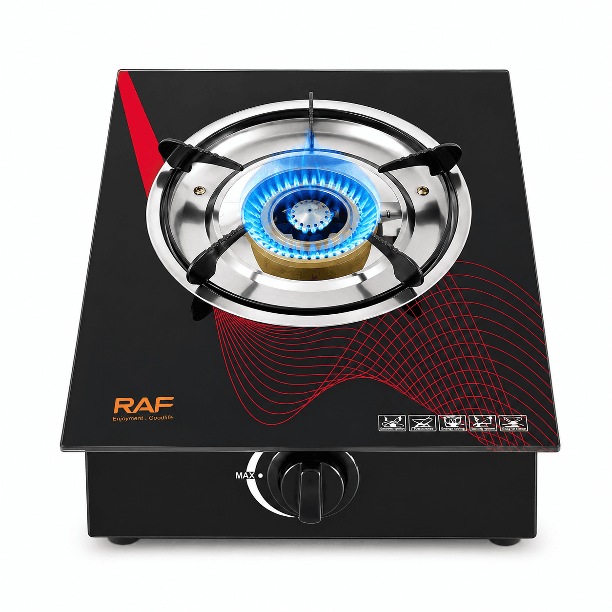 RAF Single Burner Glass Top Gas Stove